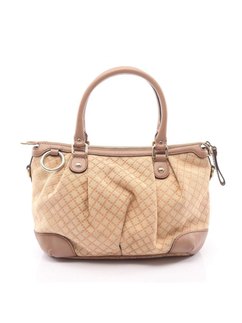 Gucci Handbag Ski Diamante Beige Canvas Leather Ski
